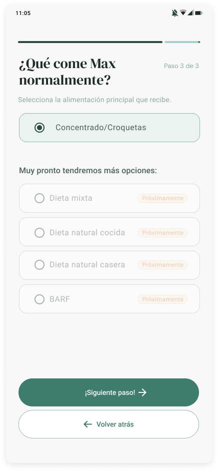 Registro alimento