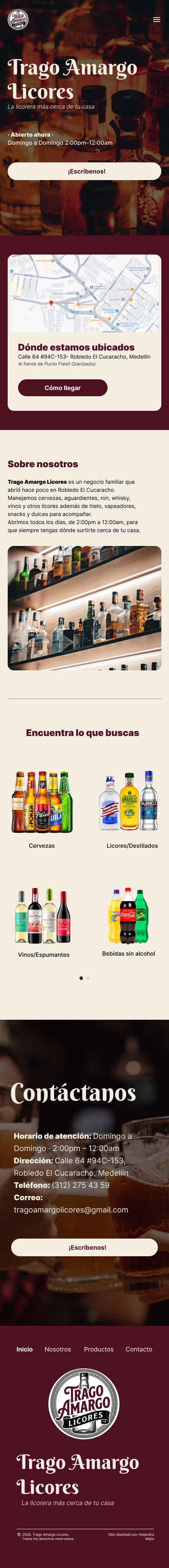 Frame de alta fidelidad de la landing de Trago Amargo en móvil